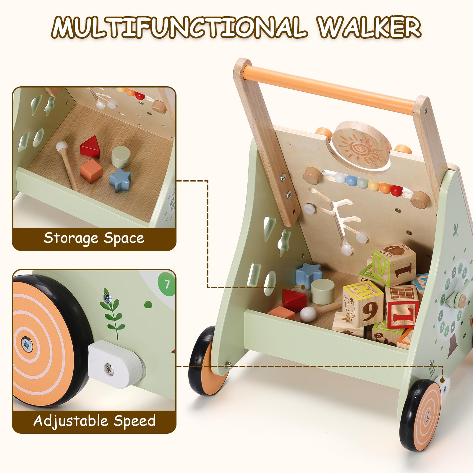 Amazon.com : SainSmart Jr. Wooden Baby Walker, Adjustable Height